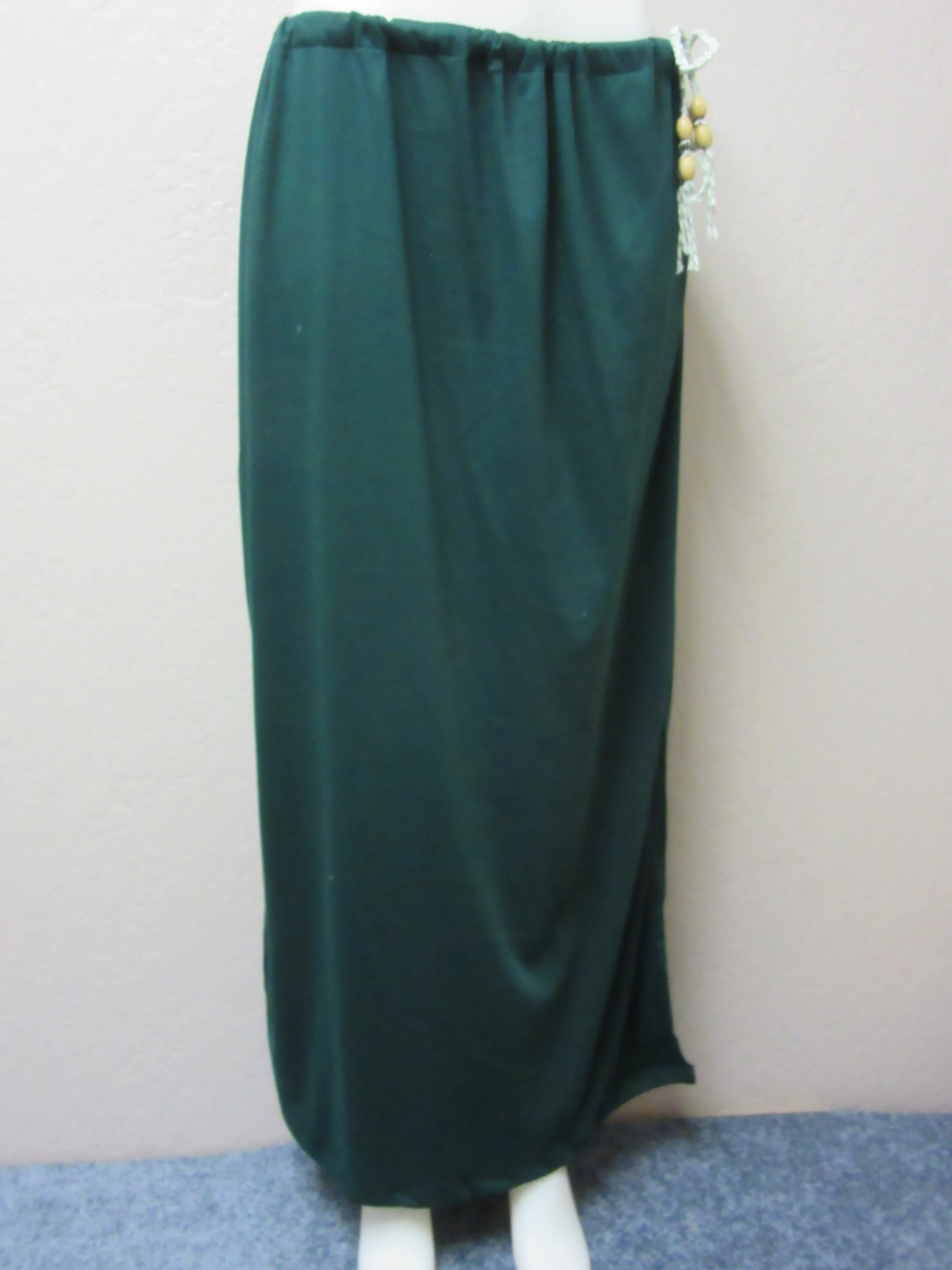 Skirt 6928694 Green Cotton Jersey Straight Long Trendy Skirt