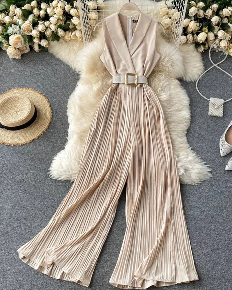 Stylish v-neck sleeveless jumpsuit    S100