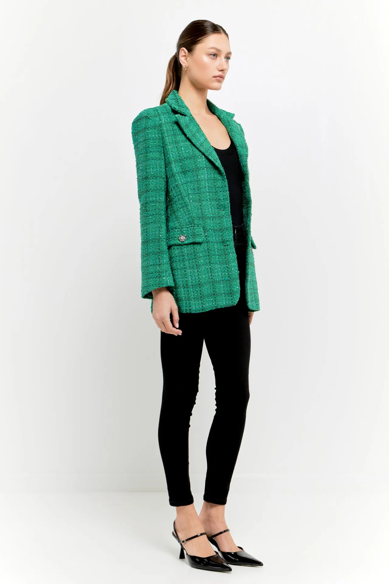 Tweed 3pc Button Long Blazer