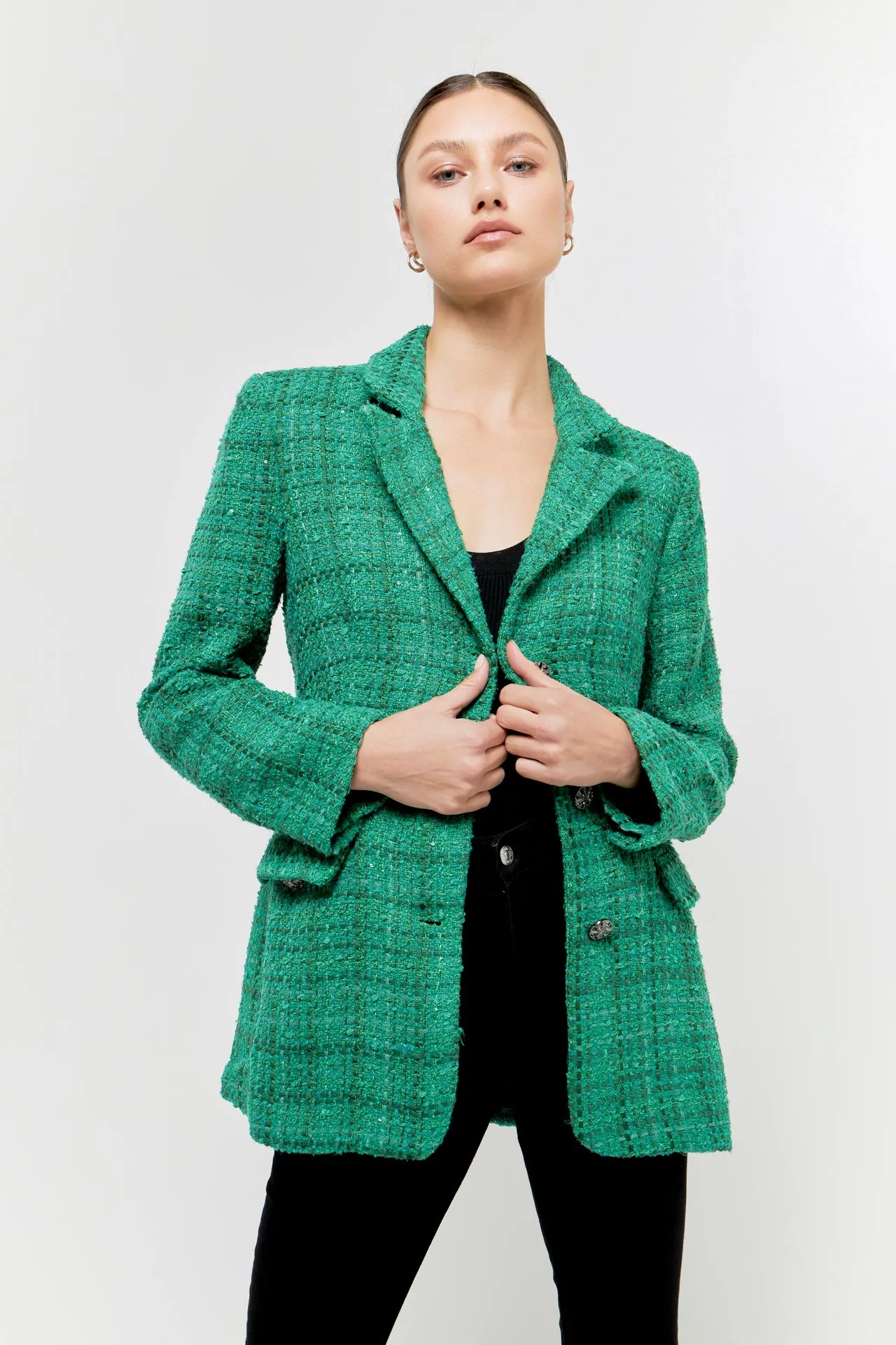 Tweed 3pc Button Long Blazer