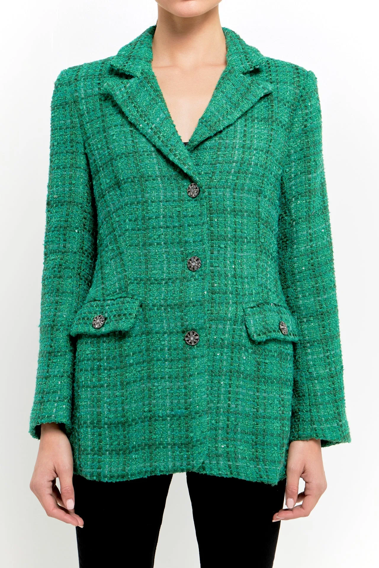 Tweed 3pc Button Long Blazer