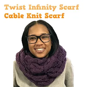 Twist Infinity Scarf (Purple) - Luxurious Cable Knit Design for Ultimate Warmth