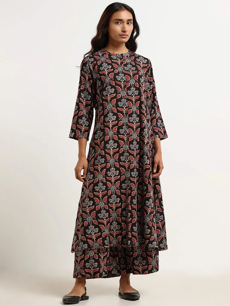 Utsa Black Printed Palazzos