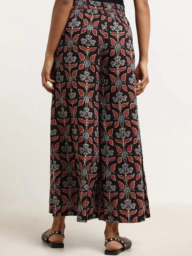 Utsa Black Printed Palazzos