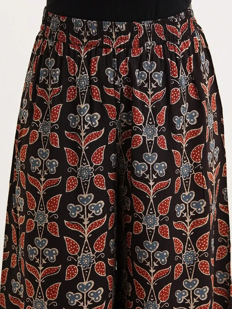 Utsa Black Printed Palazzos