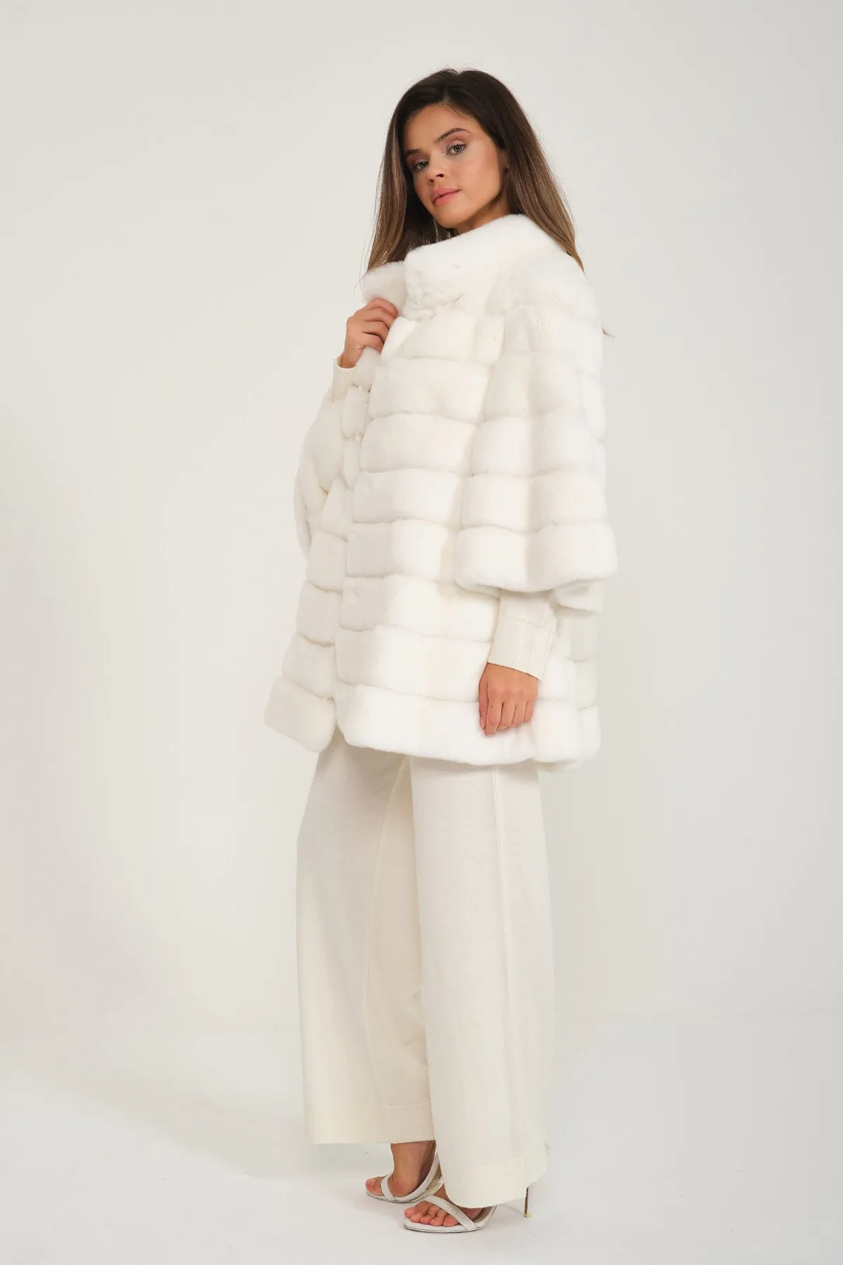 White Rex Fur Coat