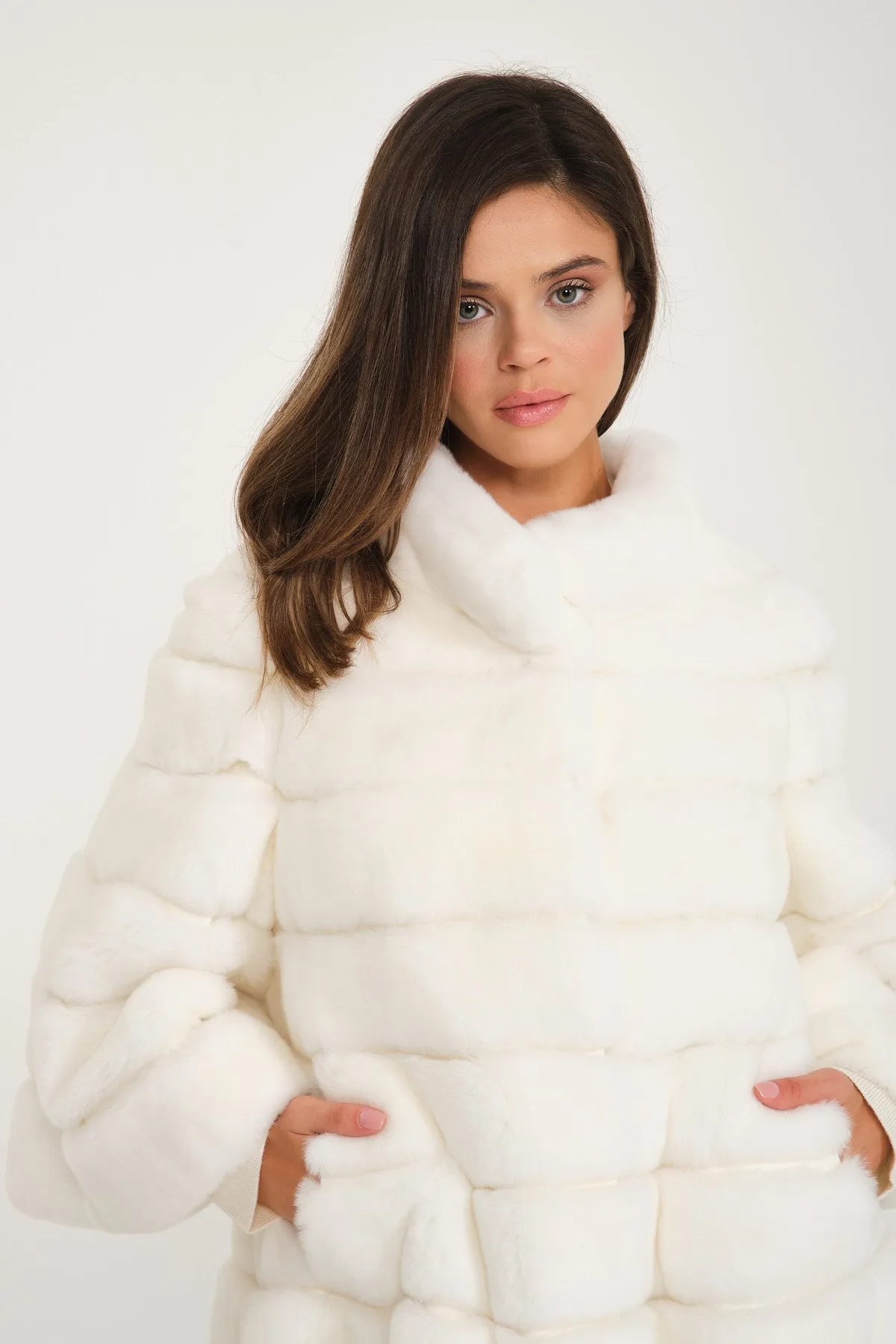 White Rex Fur Coat