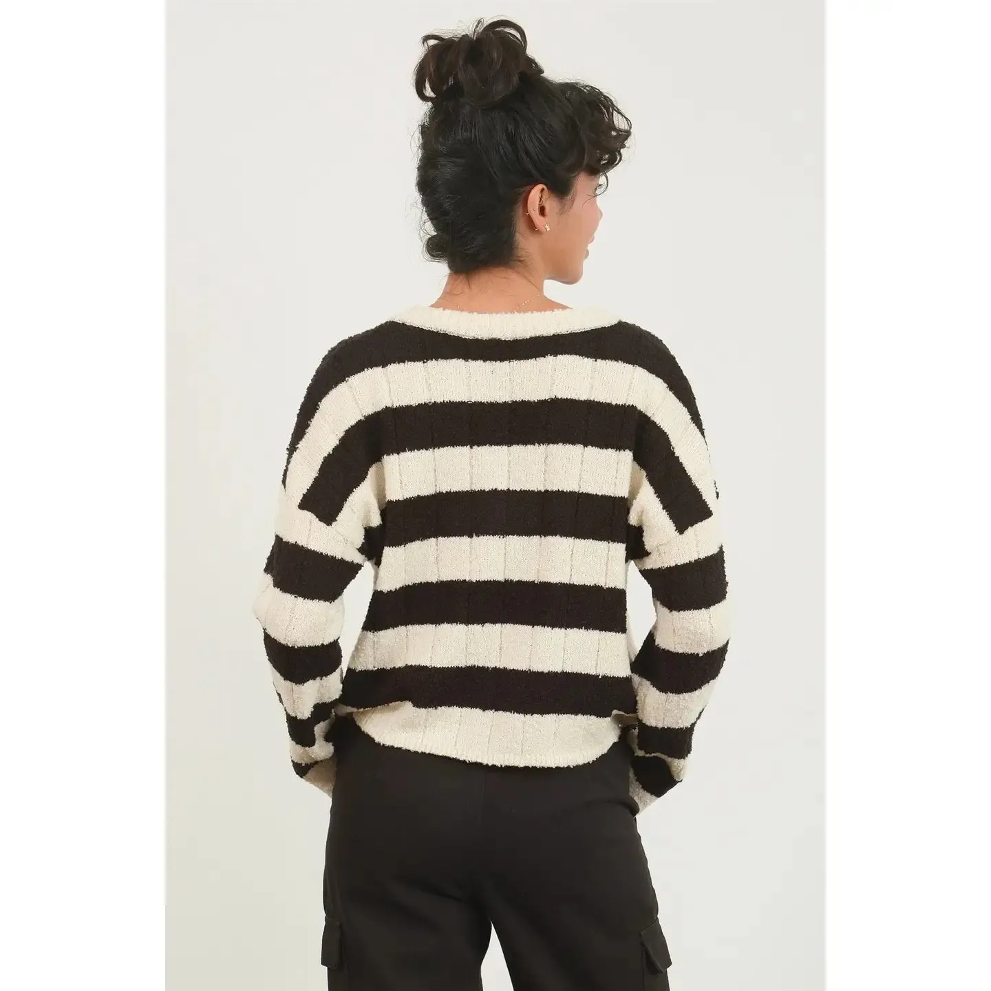 Wide Stripe Crop Sweater