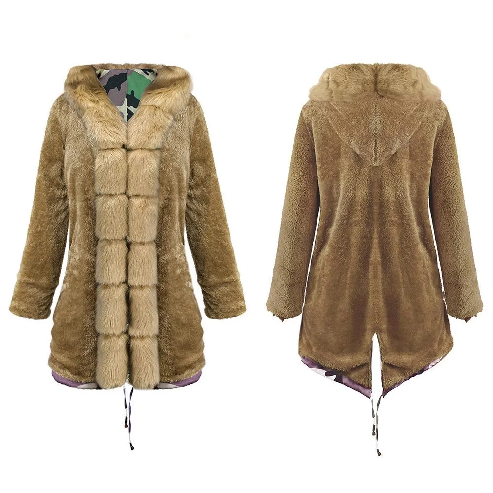 Women Fleece Lined Warm Winter Long Overcoat