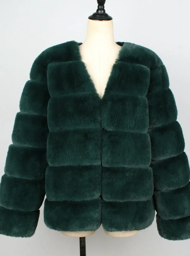 Women Fur Rabbit Fur Coat Short Fur Coat Cross Ditch