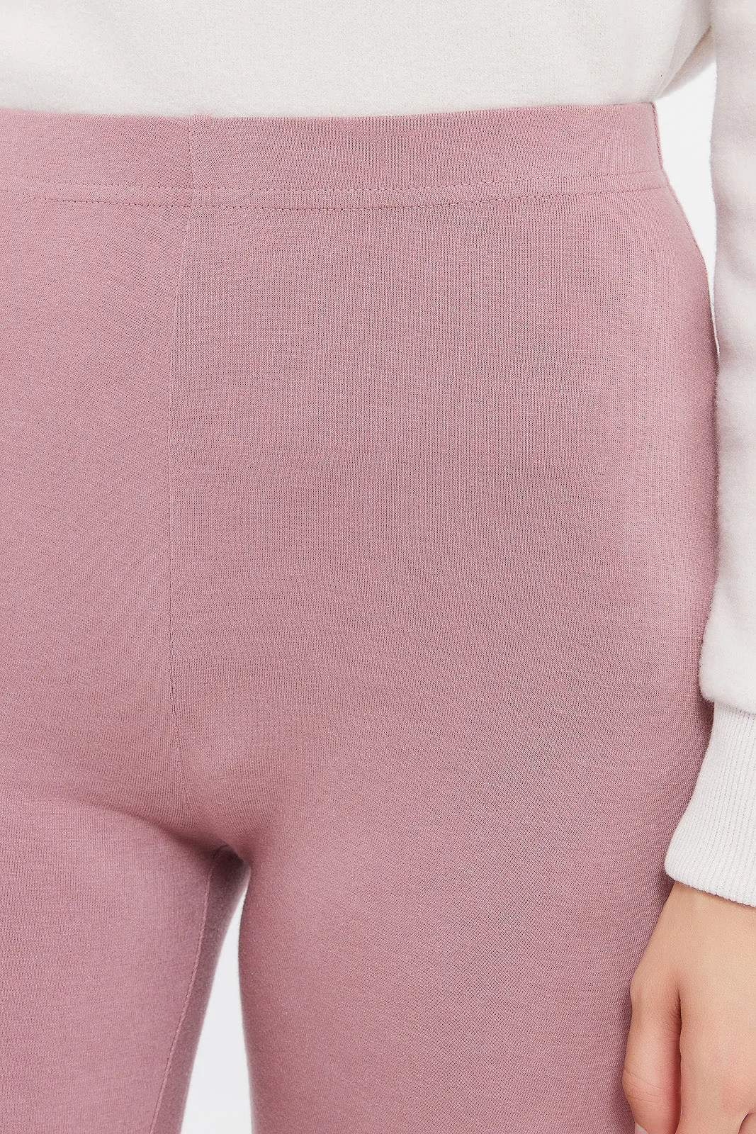 Women Grey And Pink Solid Leggings (Pack of 2)