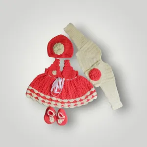 Woolen Frock and Cardigan Set - Graminarts Handmade Delight (0-18 Month)